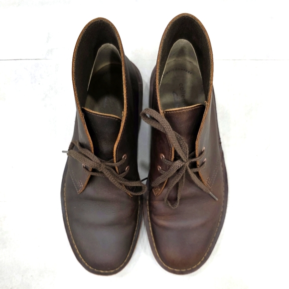 Clarks Collection Bushacre Desert chukka boots men's 8.5 brown oiled leather - Picture 2 of 11